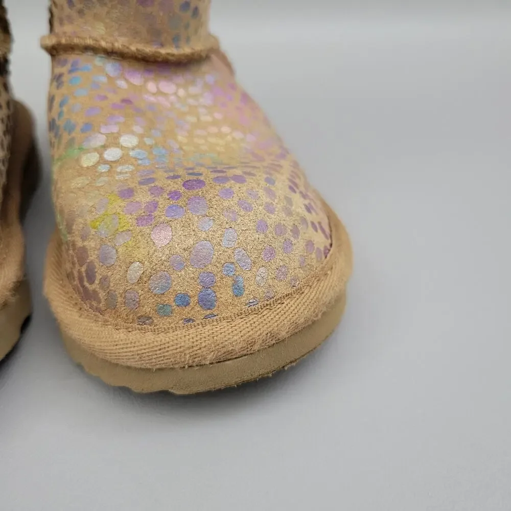UGG TODDLER CLASSIC II SPOTS PINK ROSE SPARKLE SUEDE BOOTS US 10T